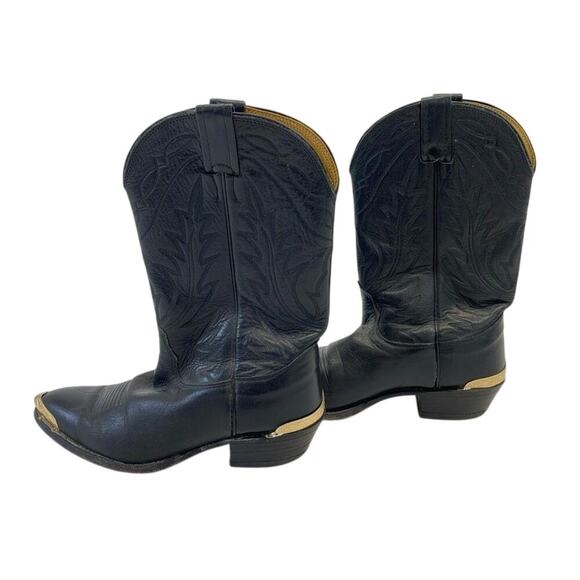 Nocona Vintage Black Leather Western Cowboy Boots Size 8.5 D